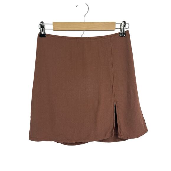Sunday Best Aritzia Brown Rose Straight Mini Skirt Size 2 - Picture 1 of 4